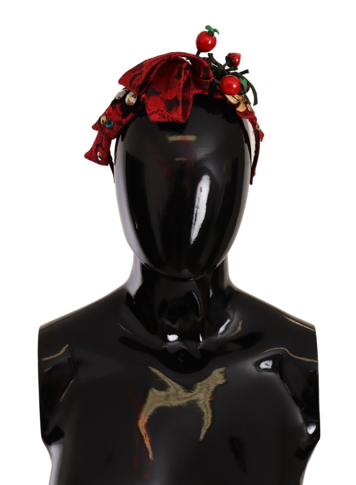 Dolce & Gabbana Red Tiara Berry Fruit Crystal Bow Hair Diadem Headband-1