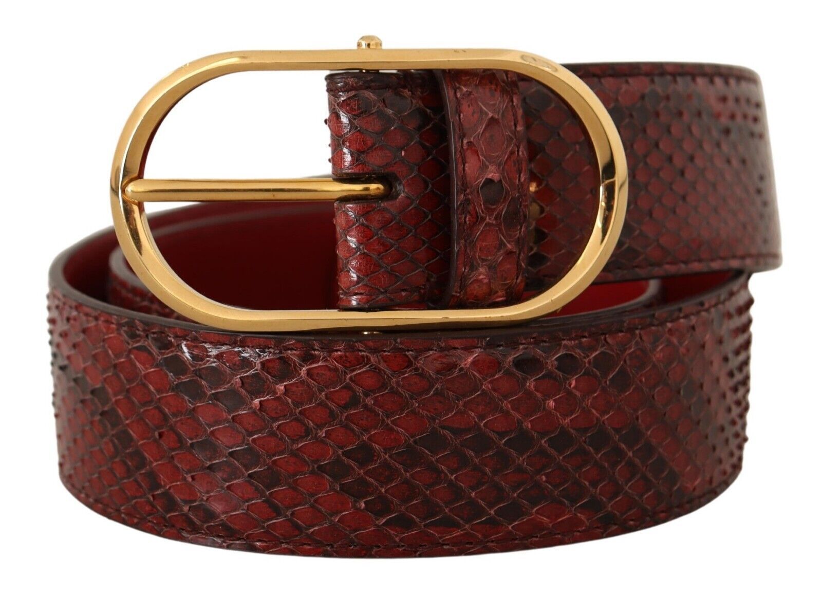 Dolce & Gabbana Red Exotic Leather Belt with Oval Buckle-2