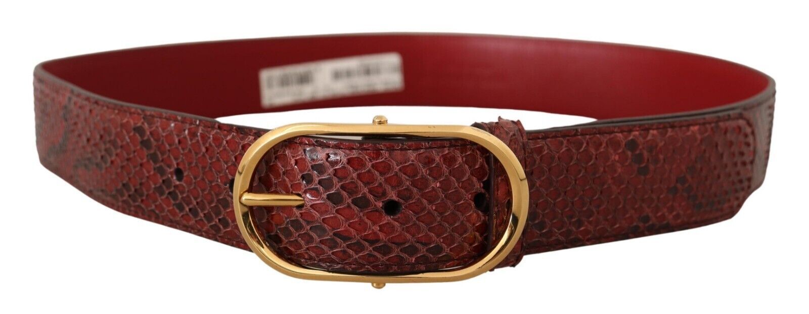 Dolce & Gabbana Red Exotic Leather Belt with Oval Buckle-1