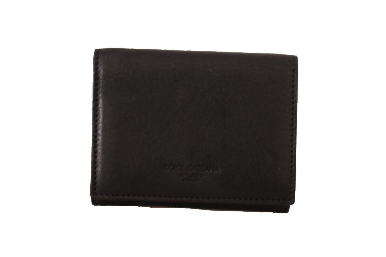Dolce & Gabbana Black Leather Trifold Wallet Belt Multi Kit Wallet-1
