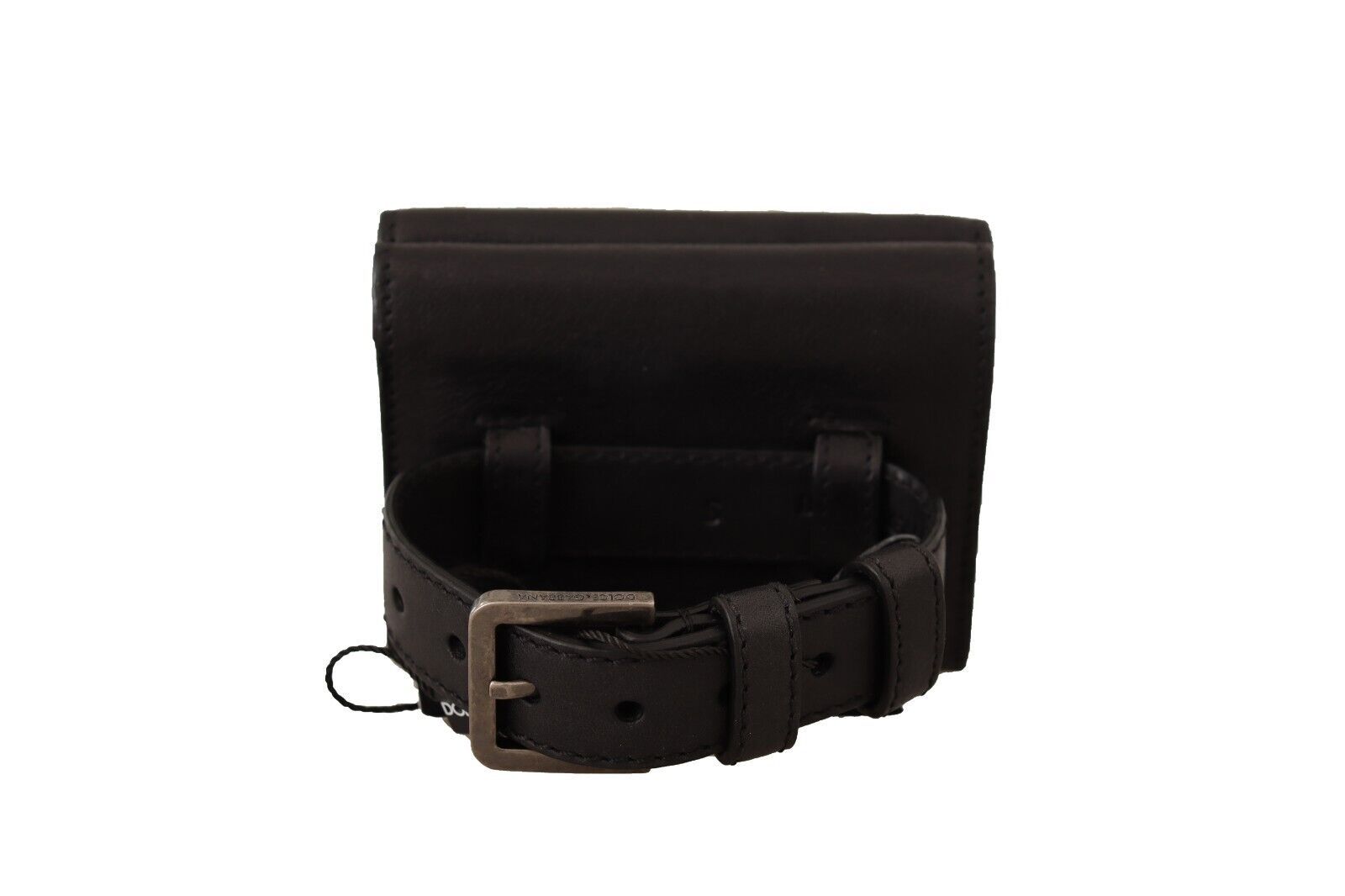 Dolce & Gabbana Black Leather Trifold Wallet Belt Multi Kit Wallet-3