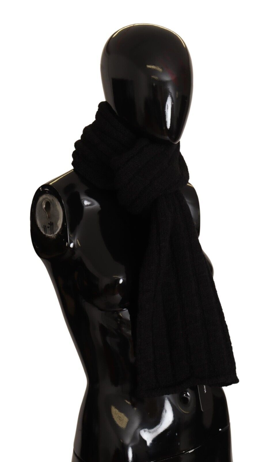 Dolce & Gabbana Black Virgin Wool Knitted Unisex Warm Scarf-2