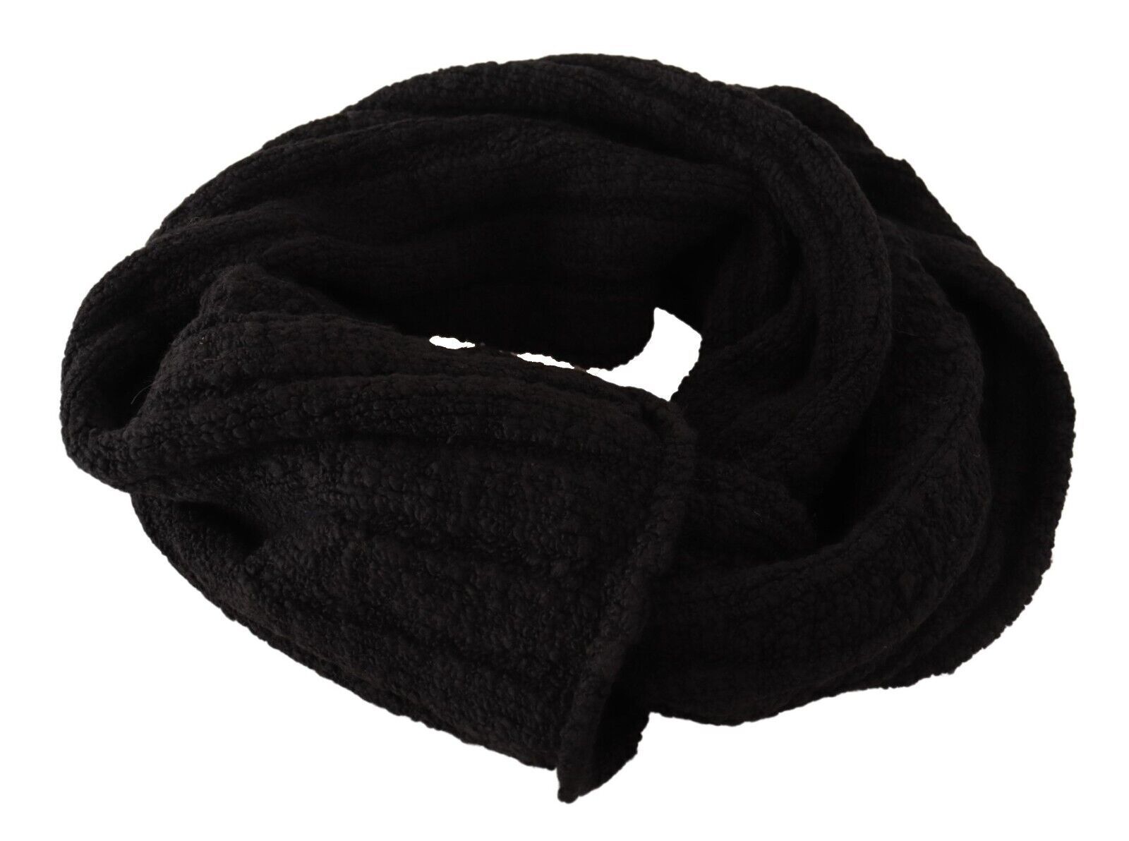 Dolce & Gabbana Black Virgin Wool Knitted Unisex Warm Scarf-4