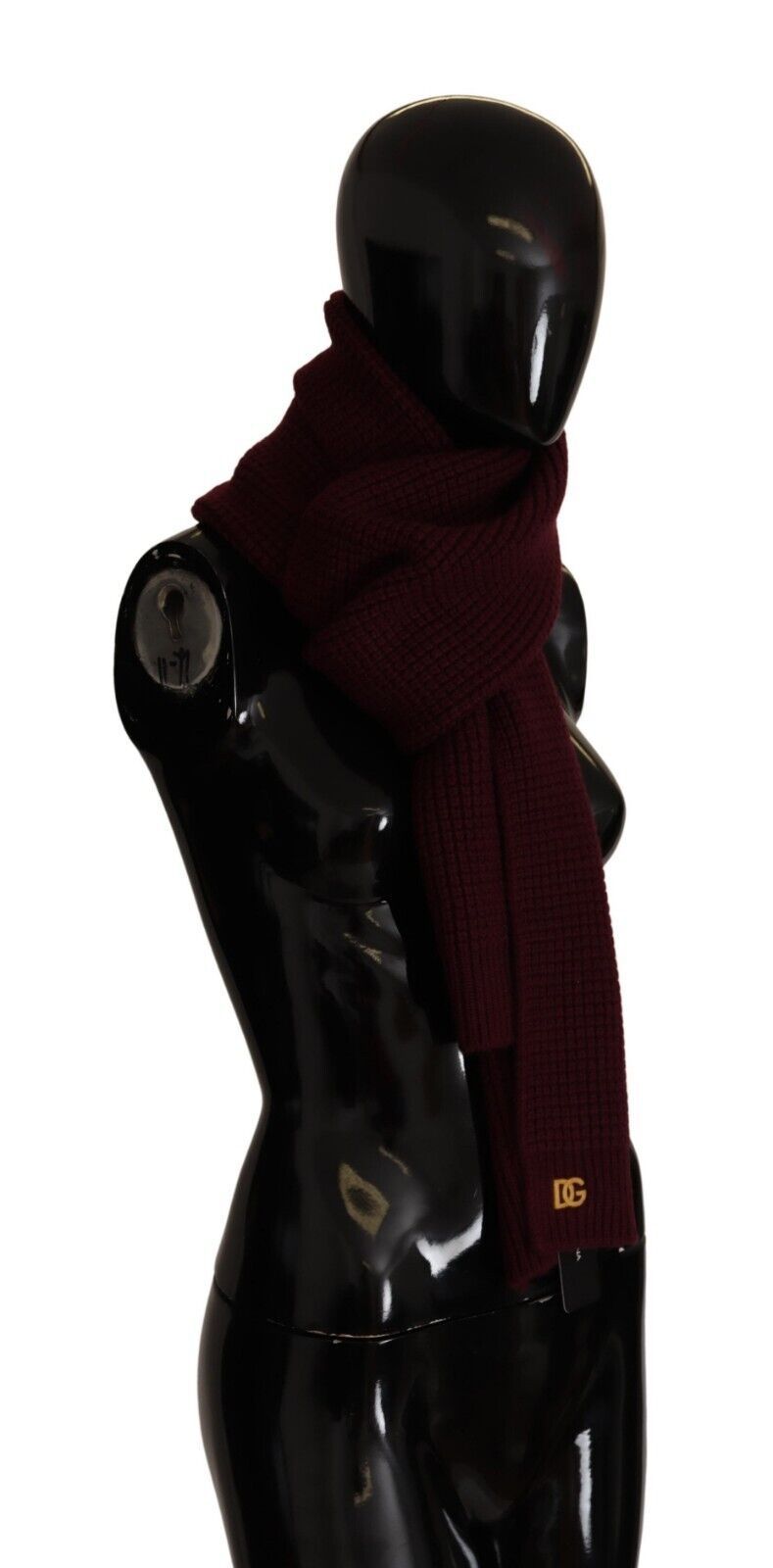 Dolce & Gabbana Dark Red Cashmere Logo Wrap Scarf Knitted Scarf-2
