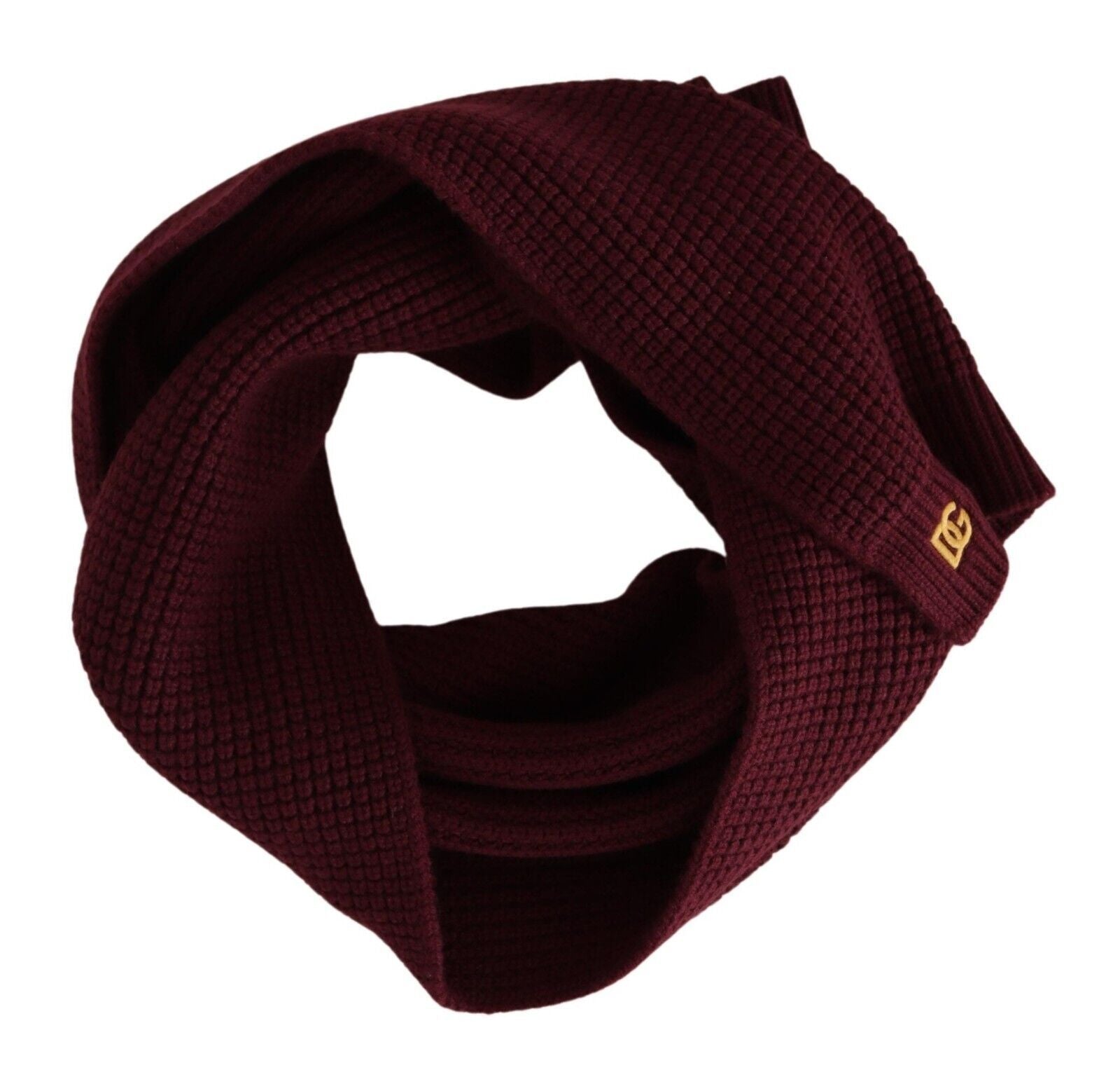 Dolce & Gabbana Dark Red Cashmere Logo Wrap Scarf Knitted Scarf-4