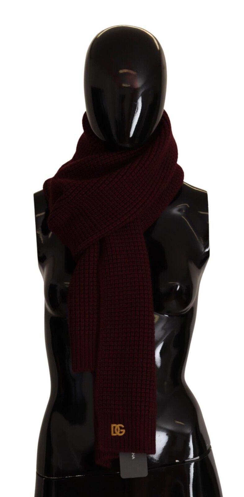 Dolce & Gabbana Dark Red Cashmere Logo Wrap Scarf Knitted Scarf-1