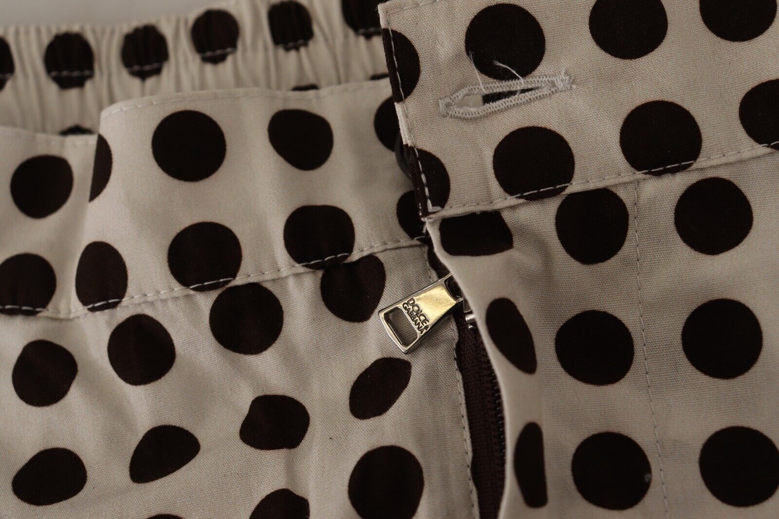 Dolce & Gabbana black and white polka dot cotton-linen shorts-3