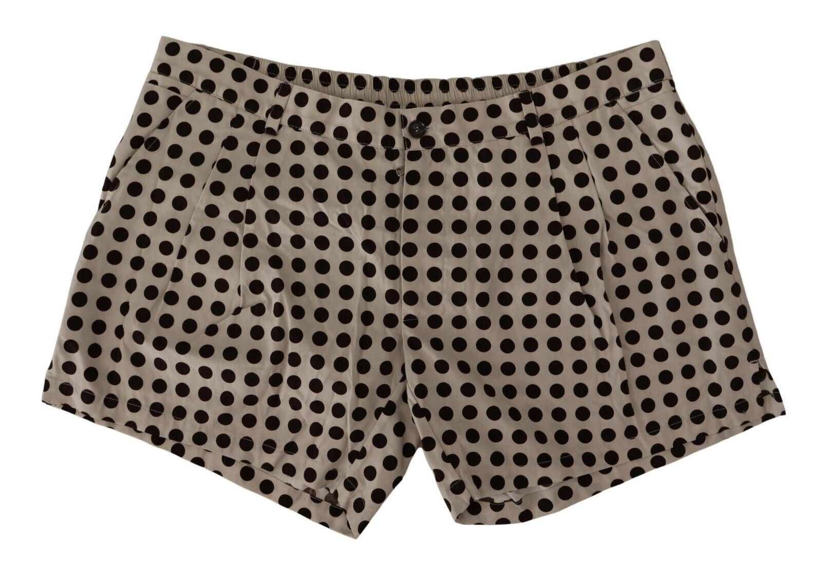 Dolce & Gabbana black and white polka dot cotton-linen shorts-1