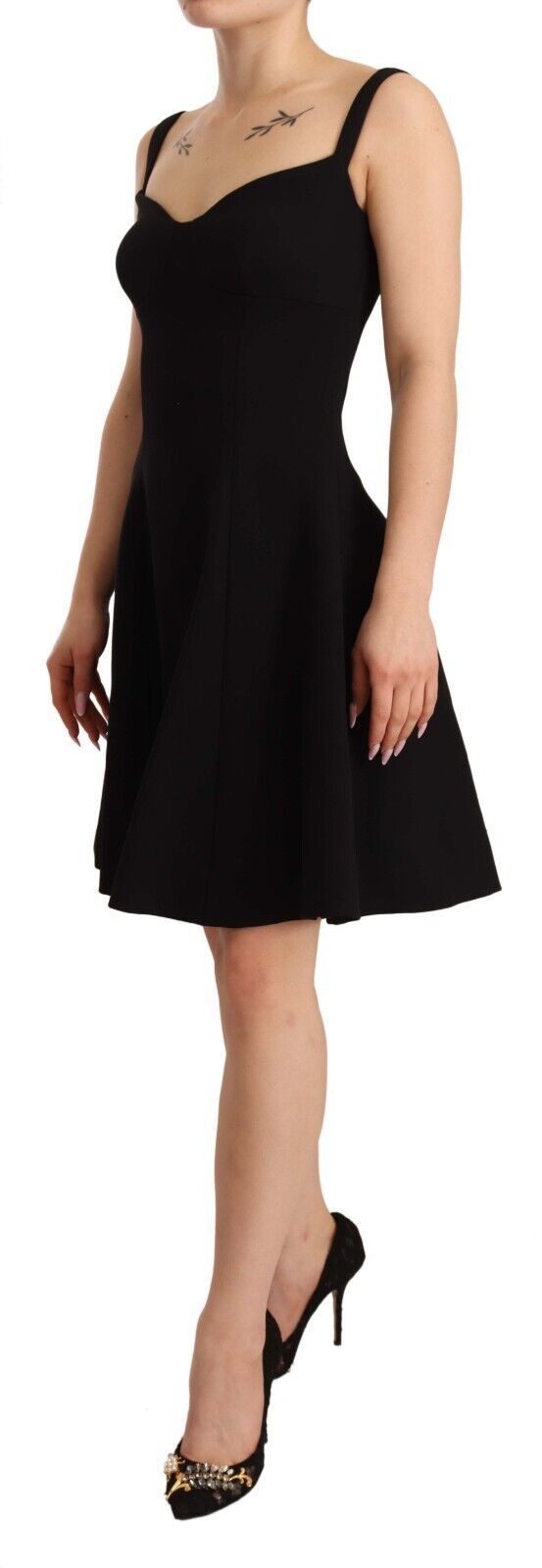 Dolce & Gabbana Black flared stretch sheath dress in wool-2