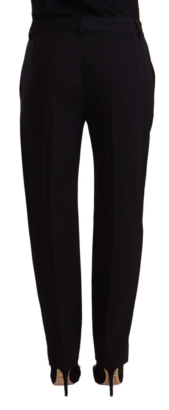 Dolce & Gabbana Black Mid Waist Skinny Trousers Wool Trousers-3