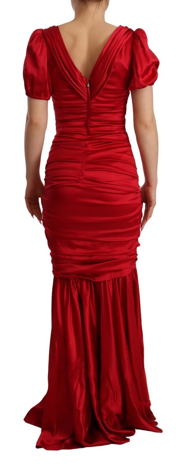 Vestido tubo de sirena de seda elástica roja de Dolce & Gabbana-3