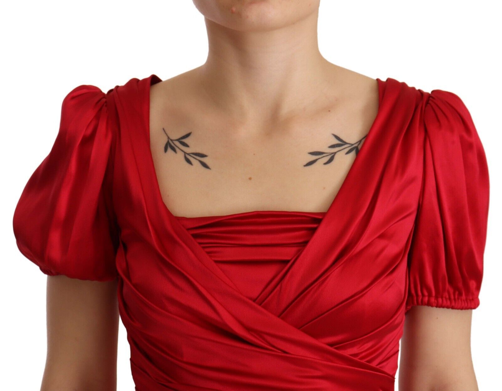 Vestido tubo de sirena de seda elástica roja de Dolce & Gabbana-4