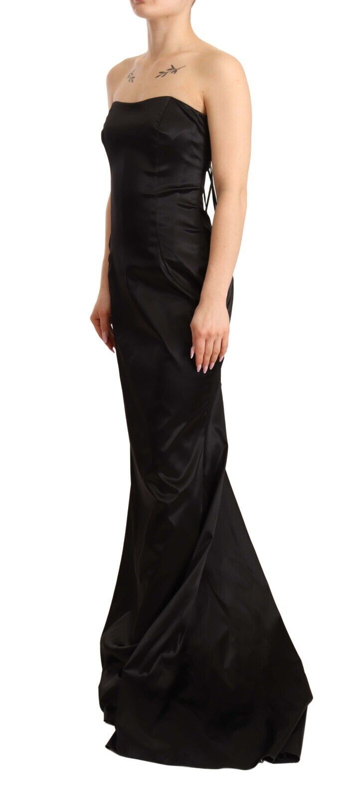 Dolce & Gabbana Black Silk Stretch Sheath Dress in Mermaid Style-2