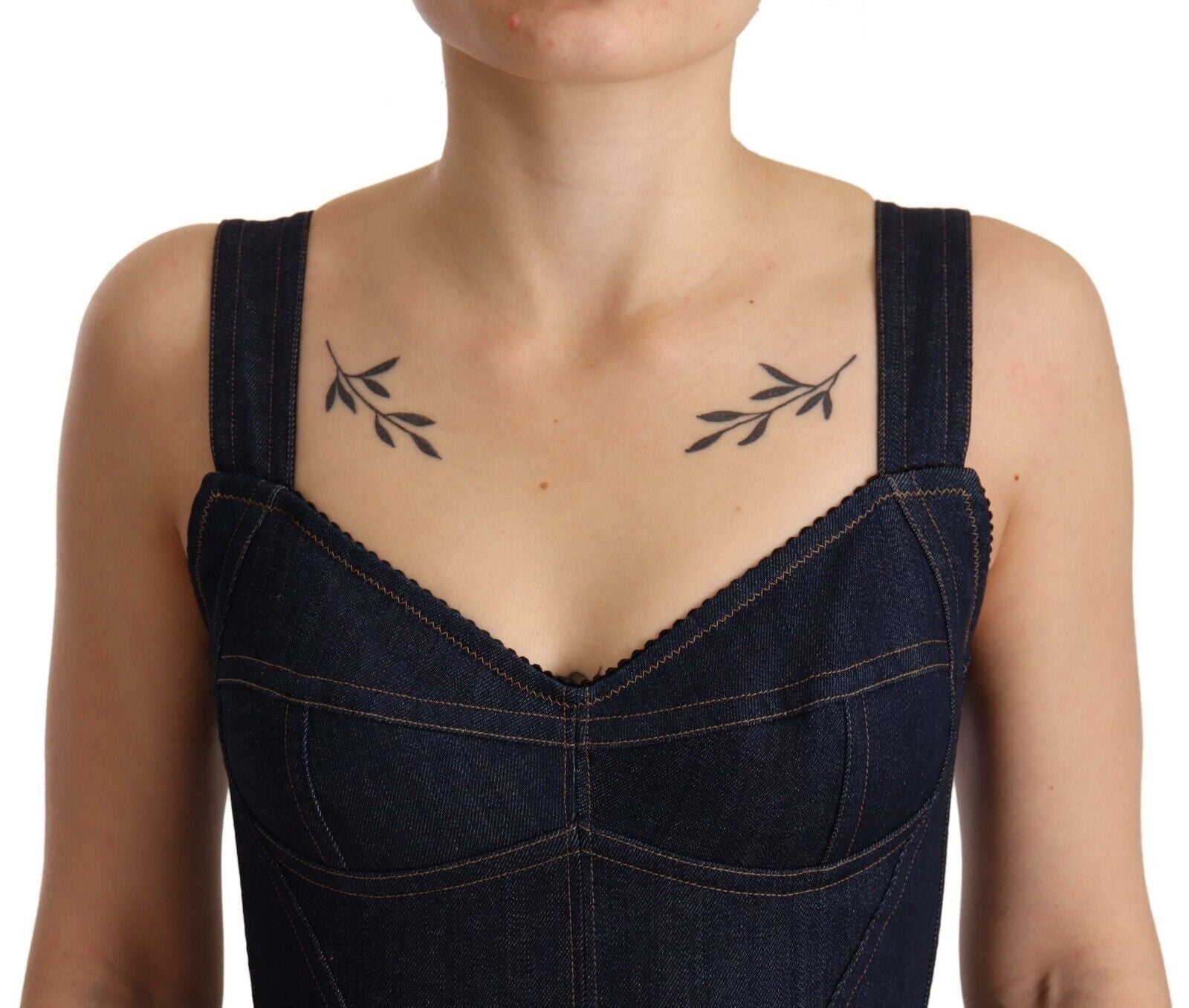 Dolce & Gabbana Dark Blue Cotton Denim Midi Dress-4