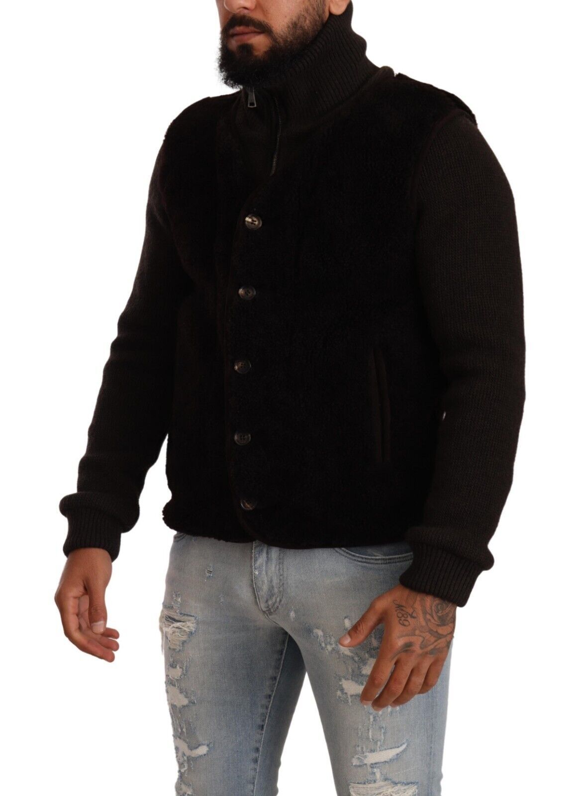 Chaqueta de cuero negro con cuello alto para hombre de Dolce & Gabbana-2