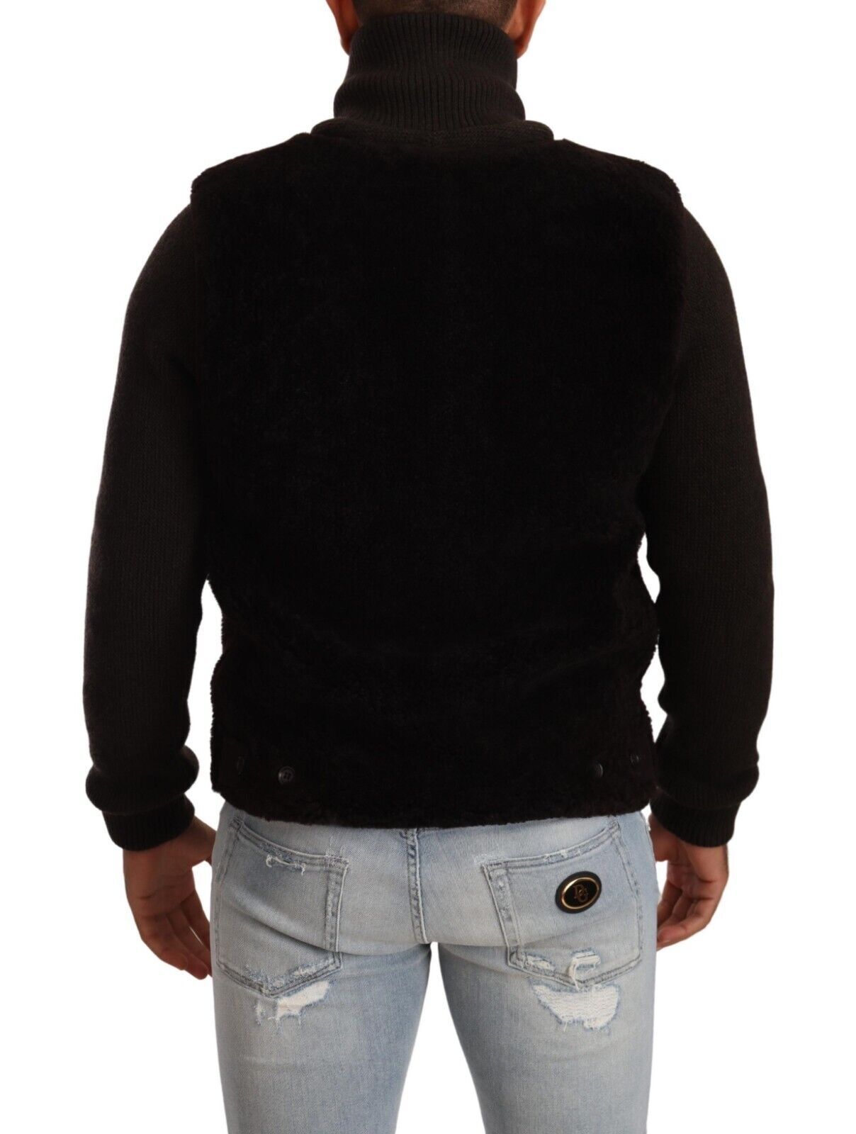 Chaqueta de cuero negro con cuello alto para hombre de Dolce & Gabbana-3