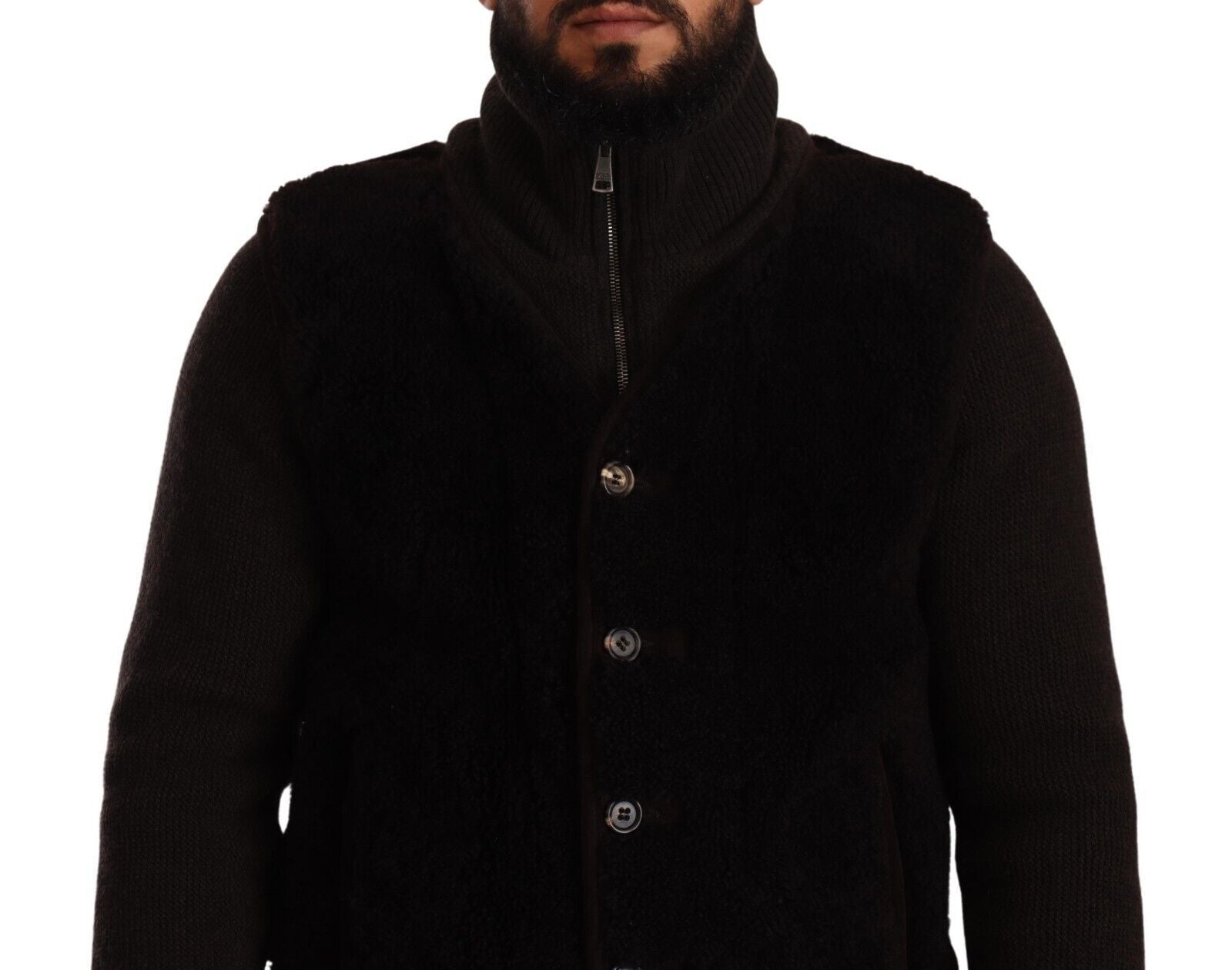 Chaqueta de cuero negro con cuello alto para hombre de Dolce & Gabbana-4