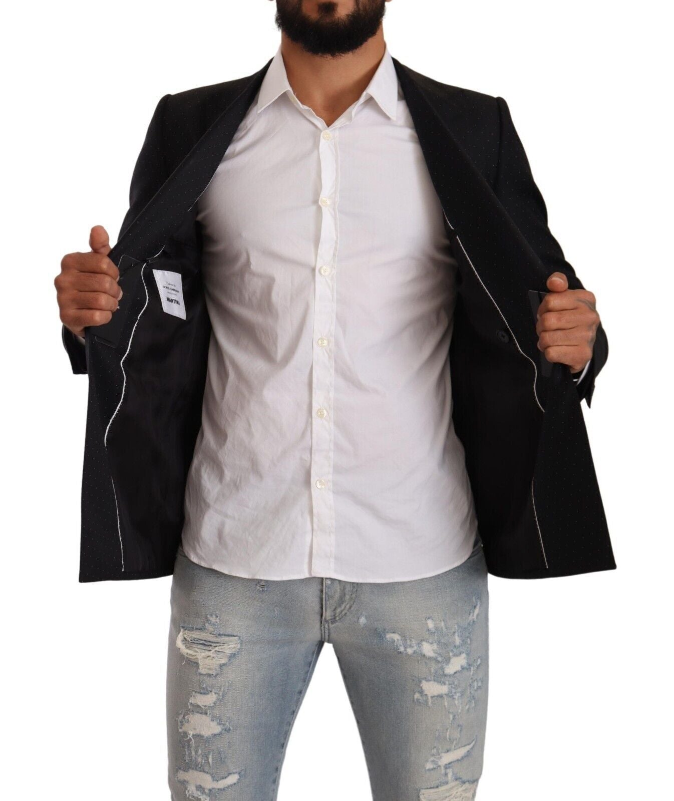 Dolce & Gabbana Black Polka Dot Double-Breasted MARTINI Jacket-5