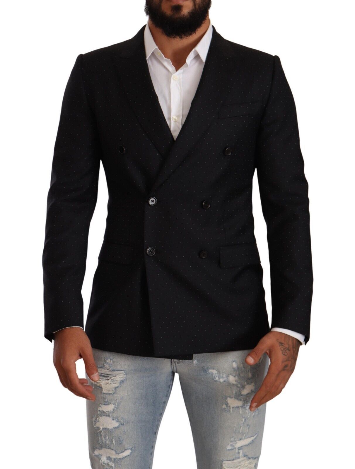 Dolce & Gabbana Black Polka Dot Double-Breasted MARTINI Jacket-1