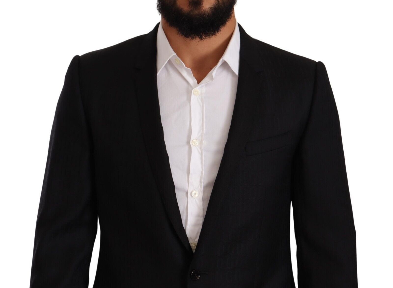 Dolce & Gabbana Schwarzer einreihiger Wollanzug GOLD Jacket-4