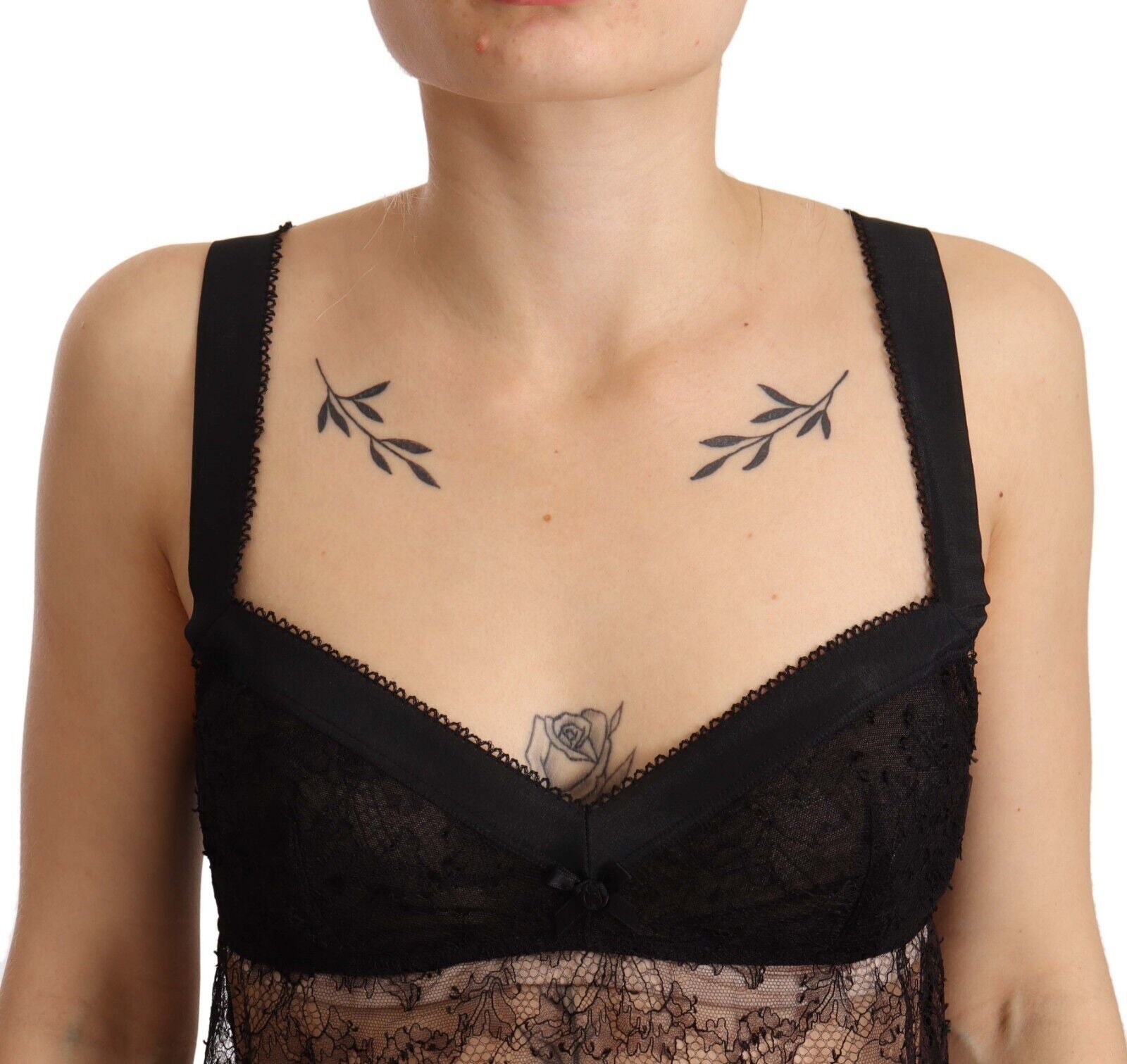 Dolce & Gabbana Black Silk Lace Babydoll Nylon Lingerie Top-4
