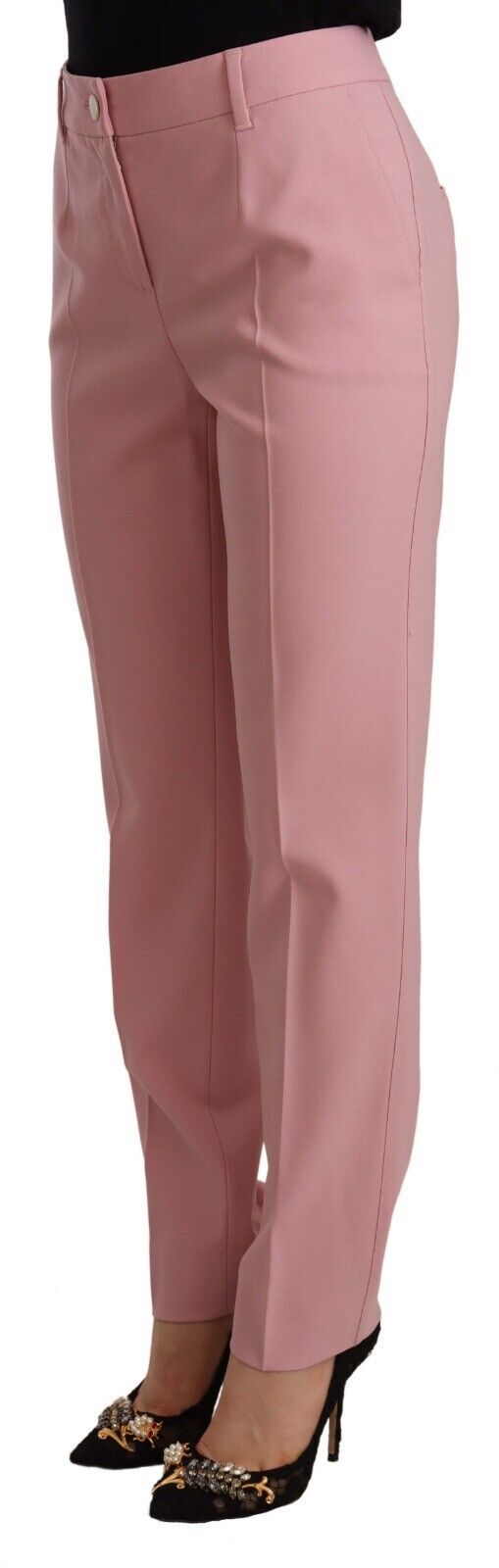 Dolce & Gabbana Rosa Woll-Stretch-Hose mit hoher Taille-2
