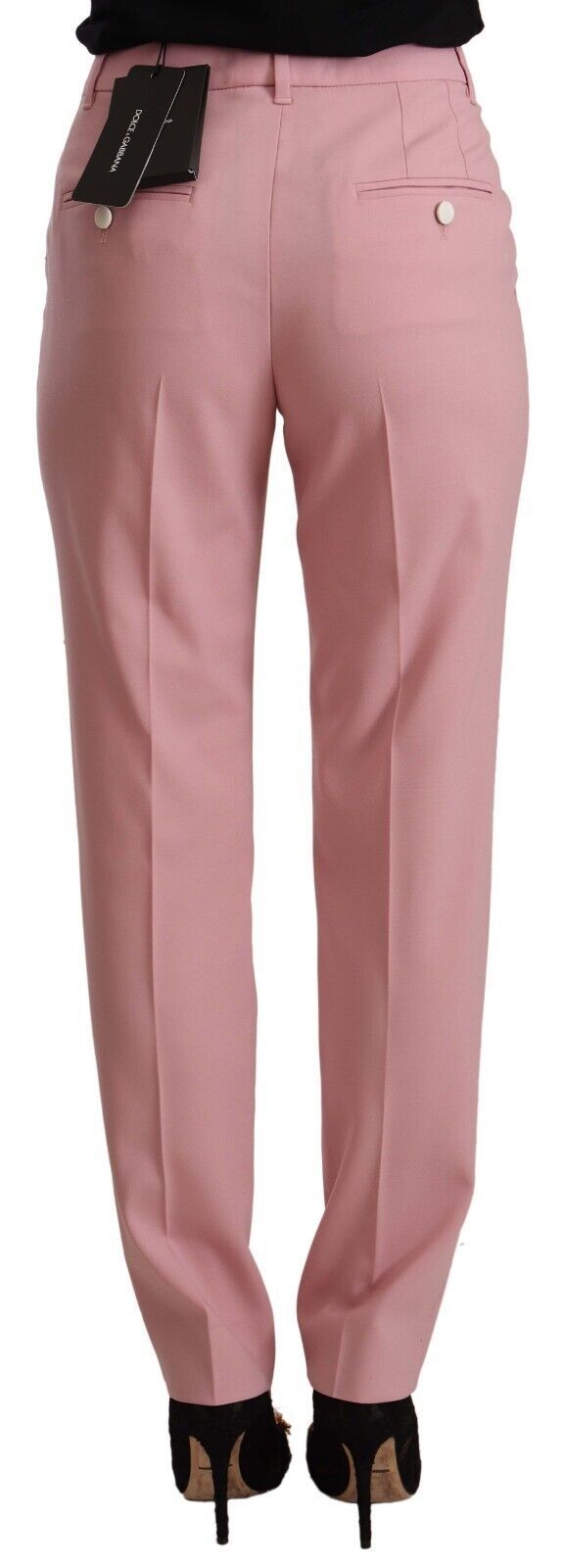 Dolce & Gabbana Rosa Woll-Stretch-Hose mit hoher Taille-3