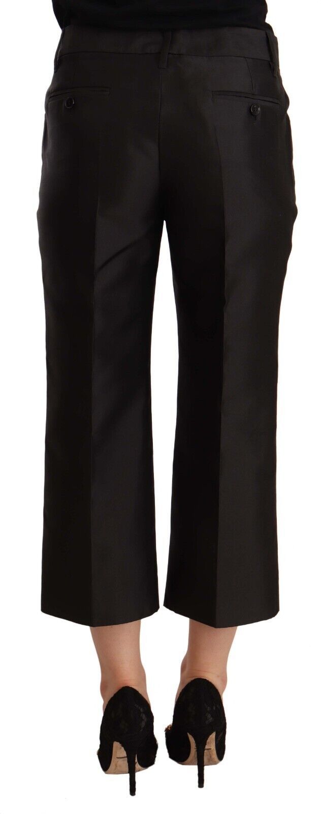Dolce & Gabbana Black Cropped Pants in 100% Silk-3