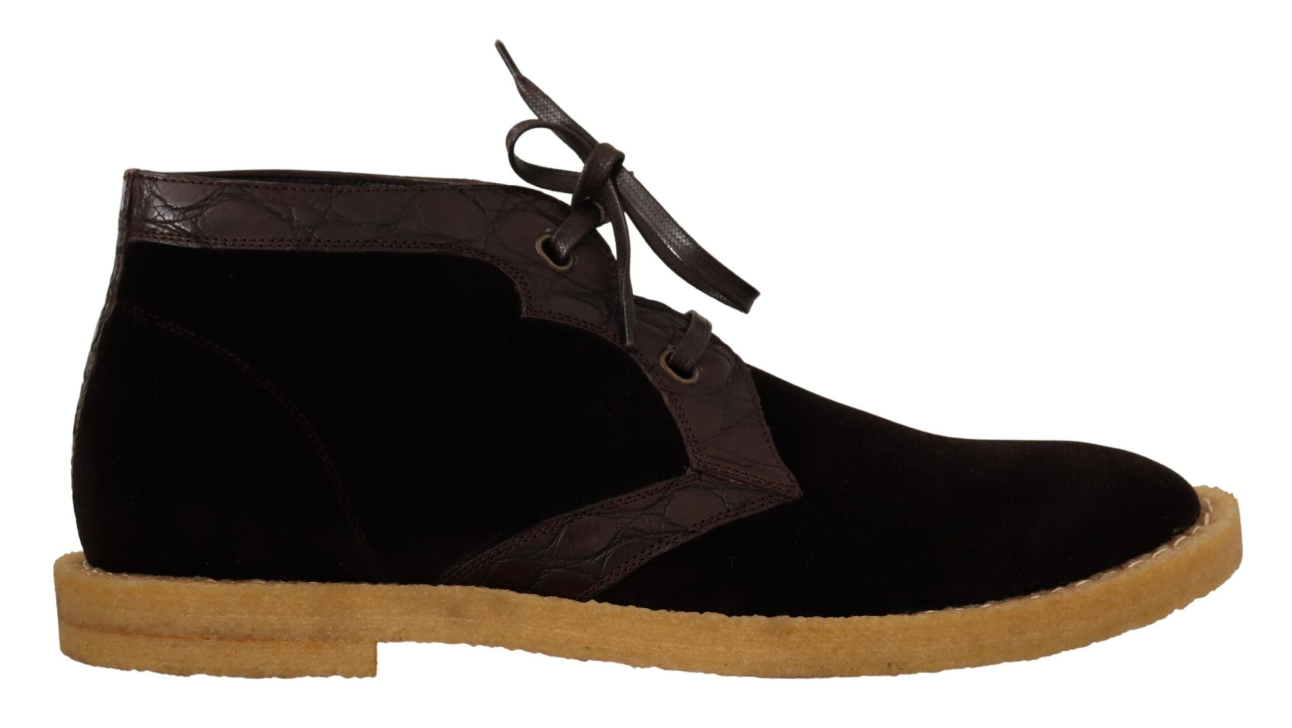 Dolce & Gabbana Exotic Leather Boots in Brown Velvet