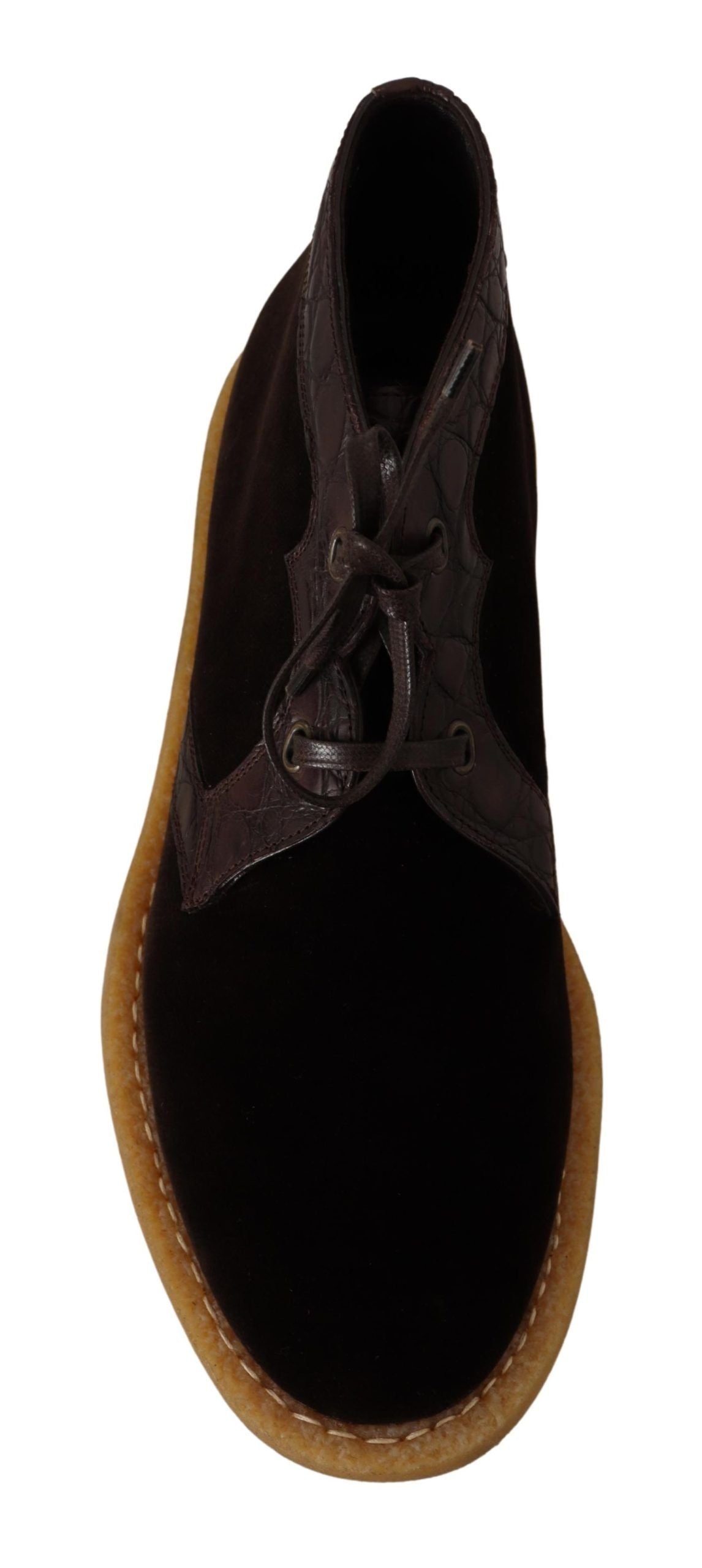Dolce & Gabbana Exotic Leather Boots in Brown Velvet-3