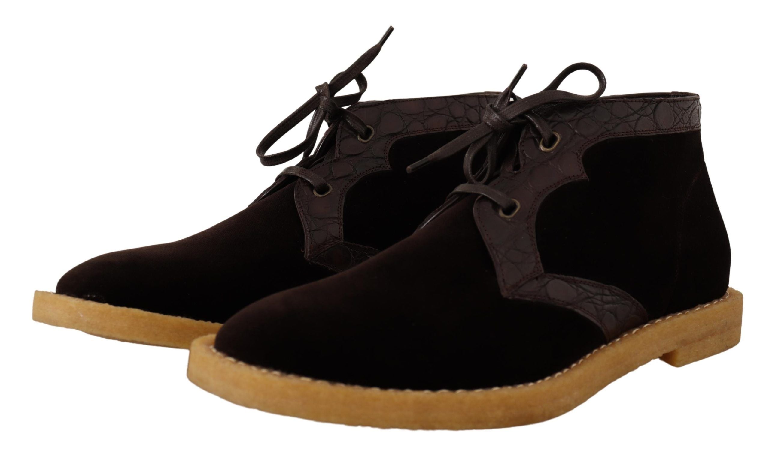 Dolce & Gabbana Exotic Leather Boots in Brown Velvet-5