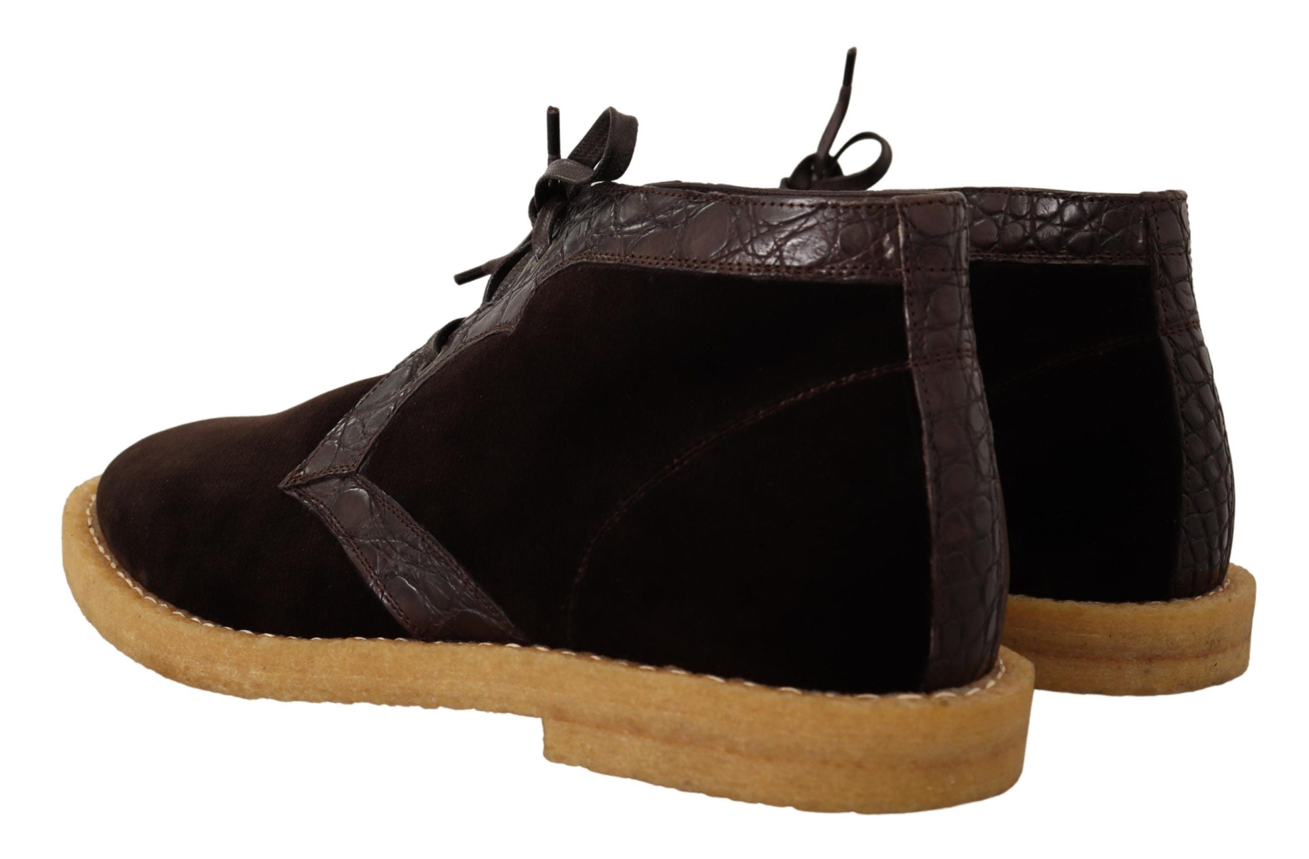 Dolce & Gabbana Exotic Leather Boots in Brown Velvet-6