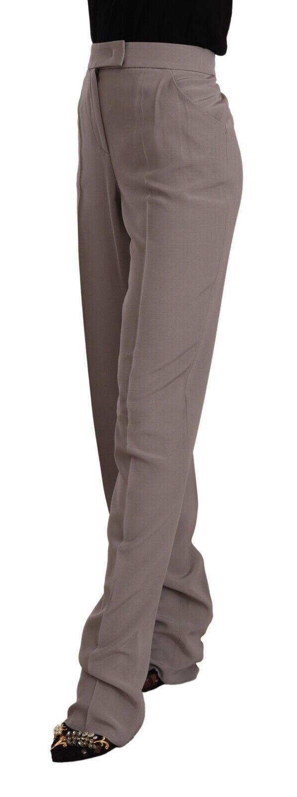 Armani brown silk trousers with a high waist and tapered length-2
