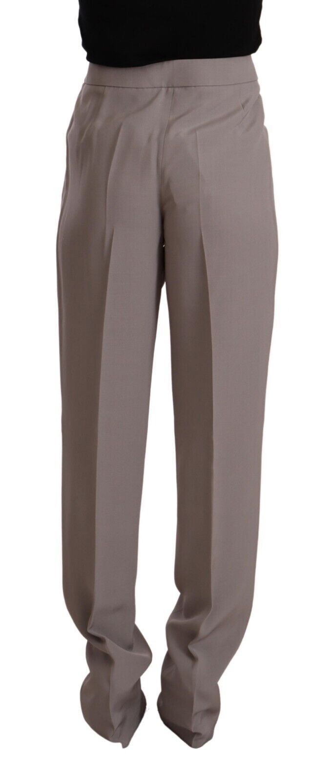 Armani brown silk trousers with a high waist and tapered length-3