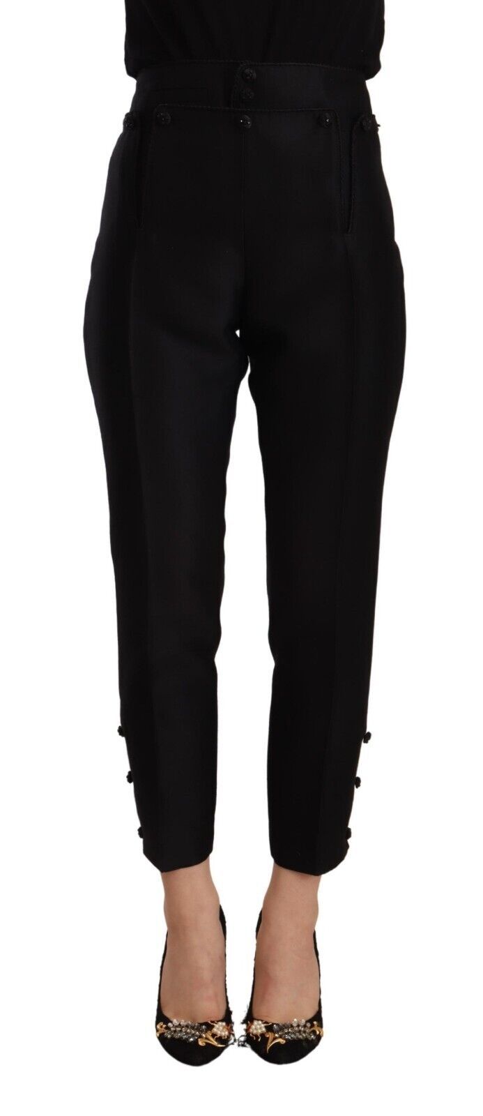 Dsquared² Black wool trousers with a high waist and slim fit