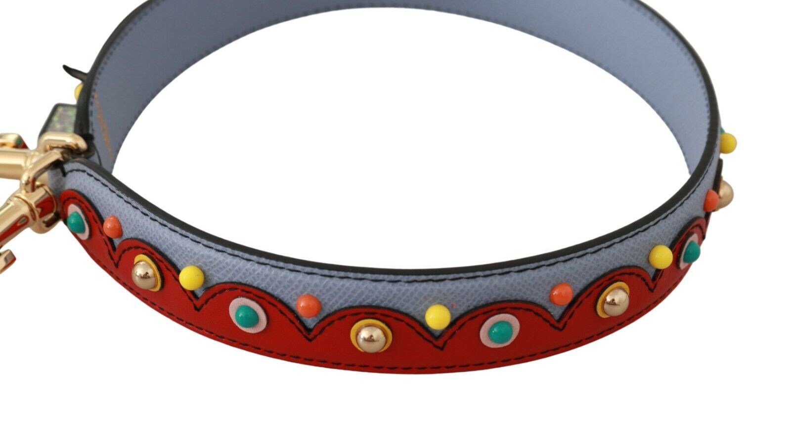 Dolce & Gabbana Blue and Red Leather Shoulder Strap Blue Handbag Accessory-2