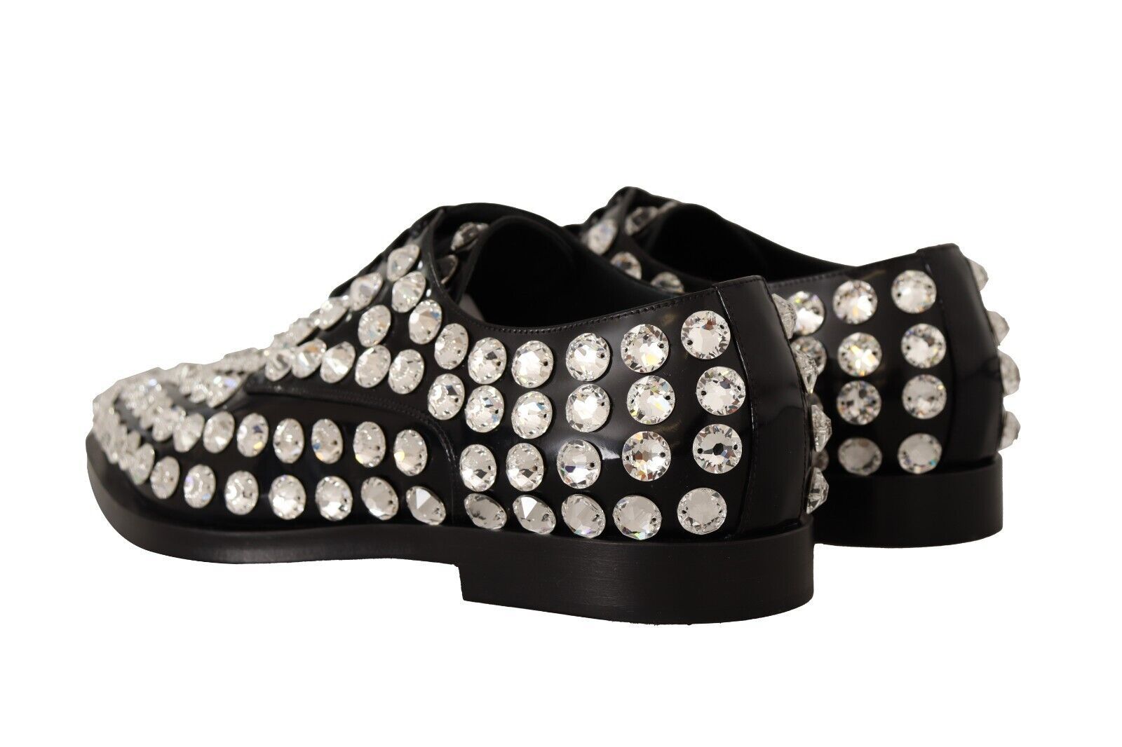 Dolce & Gabbana Schwarz Leder Kristalle Schnürschuhe Formal Schuhe-3