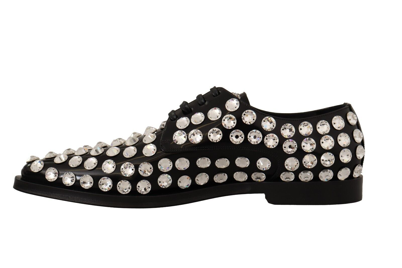 Dolce & Gabbana Schwarz Leder Kristalle Schnürschuhe Formal Schuhe-4