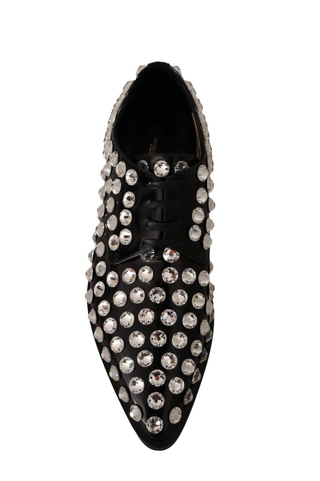 Dolce & Gabbana Schwarz Leder Kristalle Schnürschuhe Formal Schuhe-6