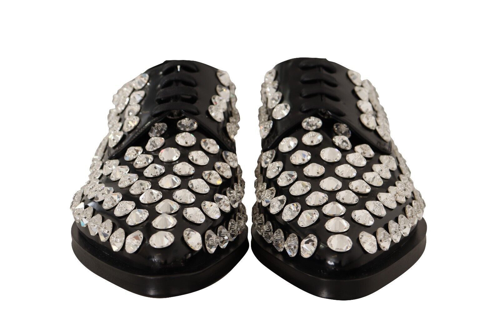 Dolce & Gabbana Schwarz Leder Kristalle Schnürschuhe Formal Schuhe-7