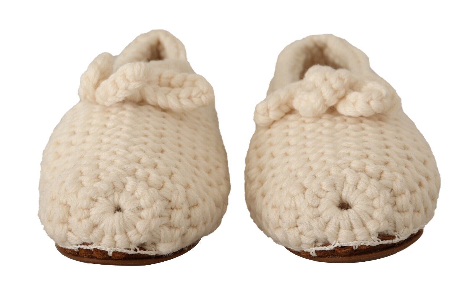 Dolce & Gabbana White Slip-On Ballerina Flats Wool Knit Shoes-2