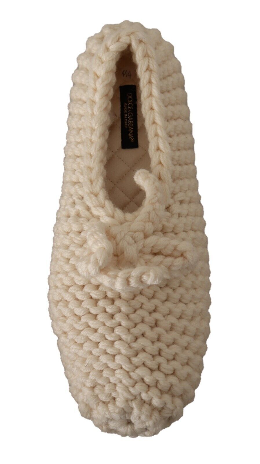 Dolce & Gabbana White Slip-On Ballerina Flats Wool Knit Shoes-7
