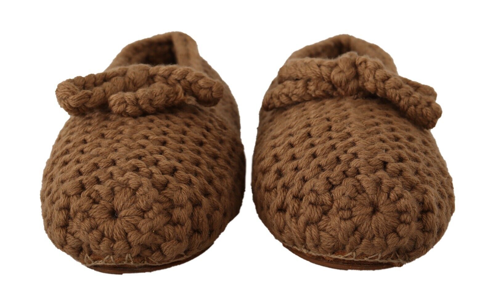 Dolce & Gabbana Brown Slip-On Ballerina Flats Wool Knit Shoes-2