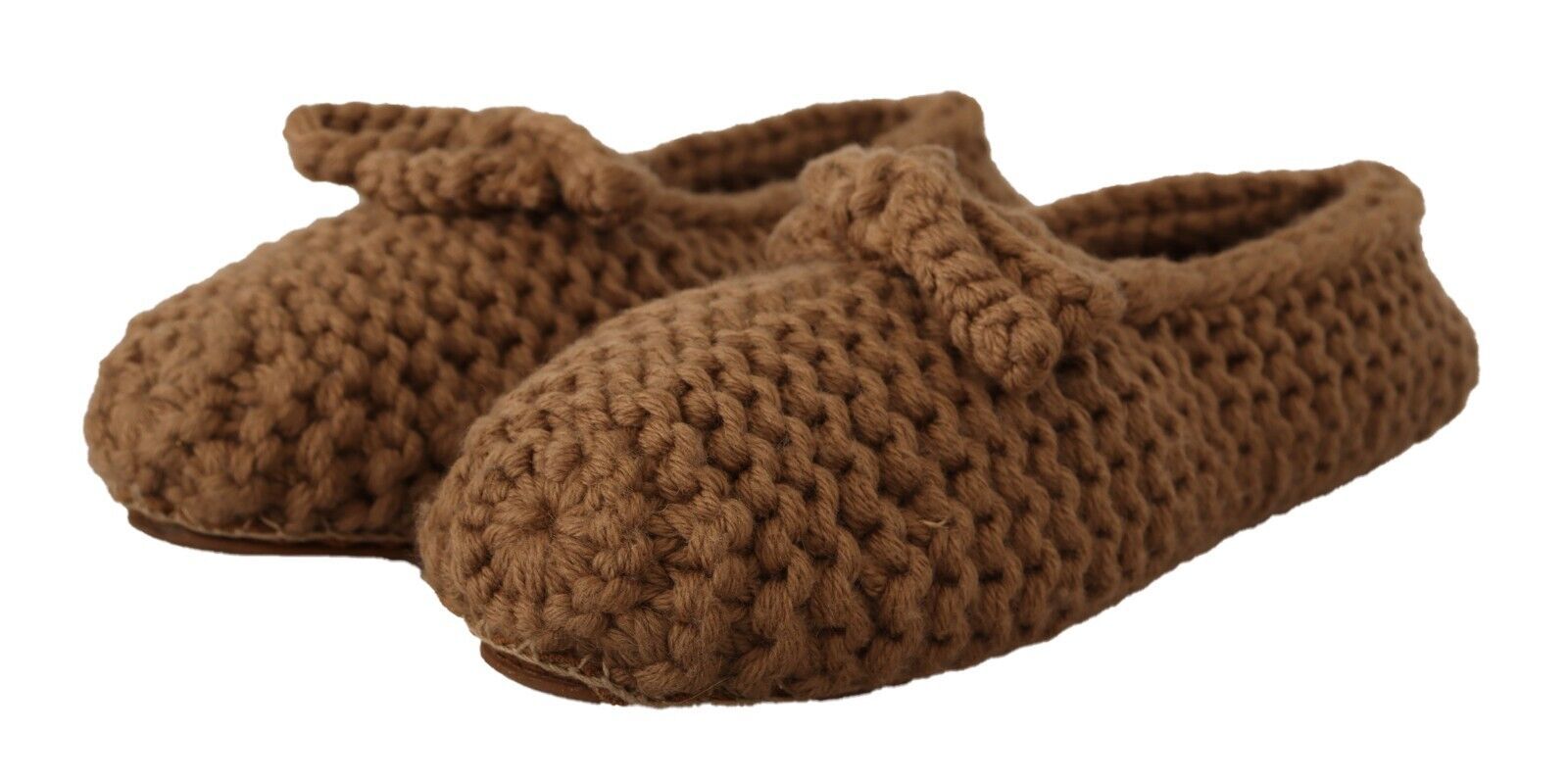 Dolce & Gabbana Brown Slip-On Ballerina Flats Wool Knit Shoes-3