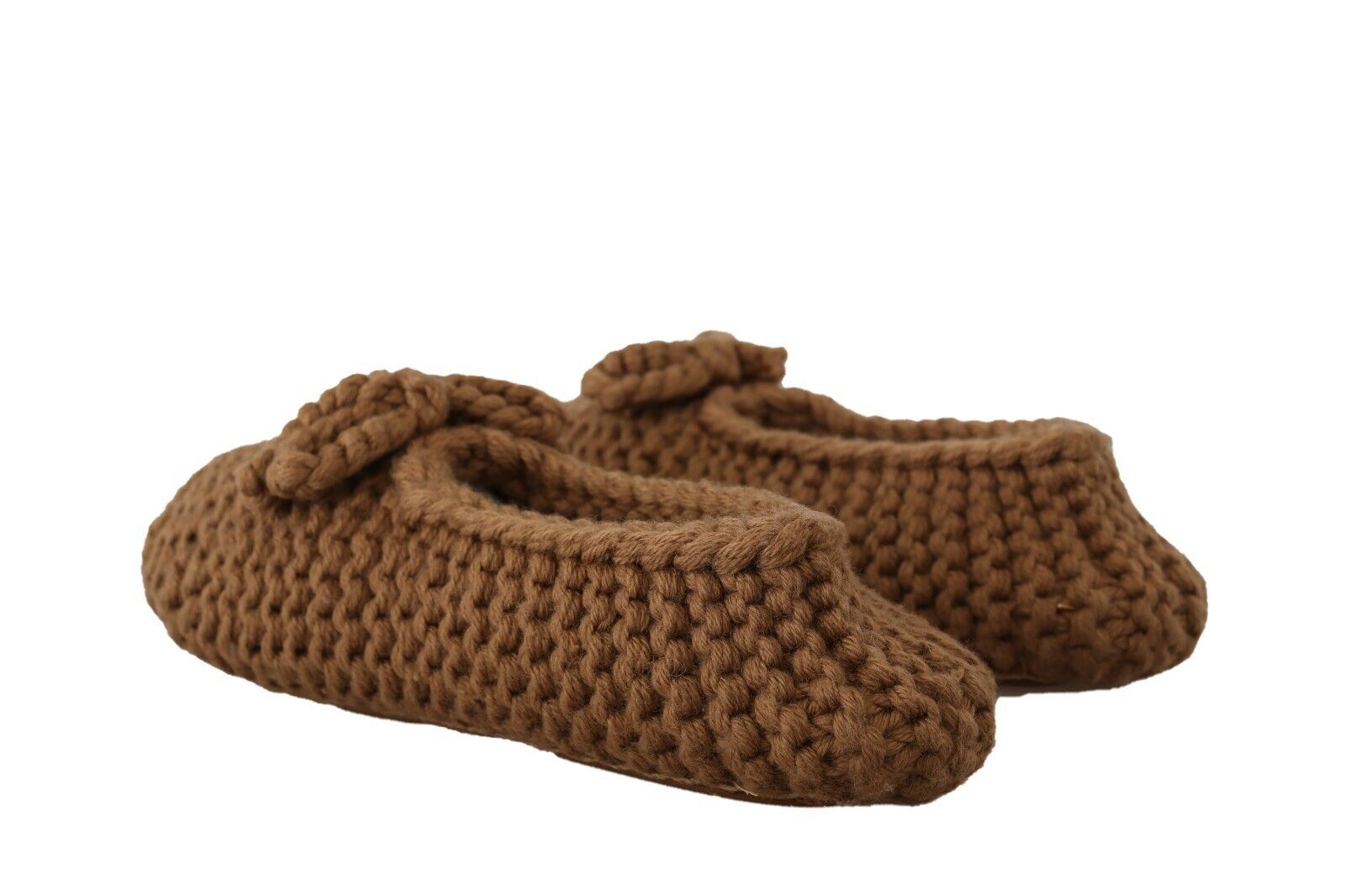 Dolce & Gabbana Brown Slip-On Ballerina Flats Wool Knit Shoes-4