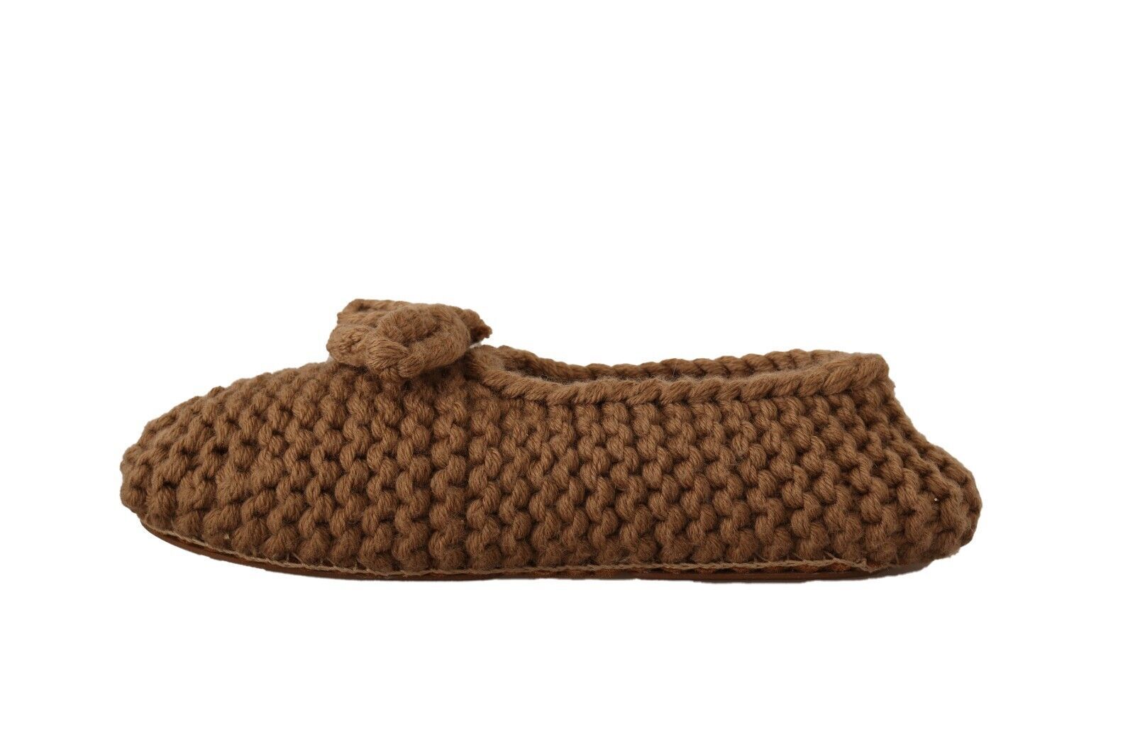 Dolce & Gabbana Brown Slip-On Ballerina Flats Wool Knit Shoes-5