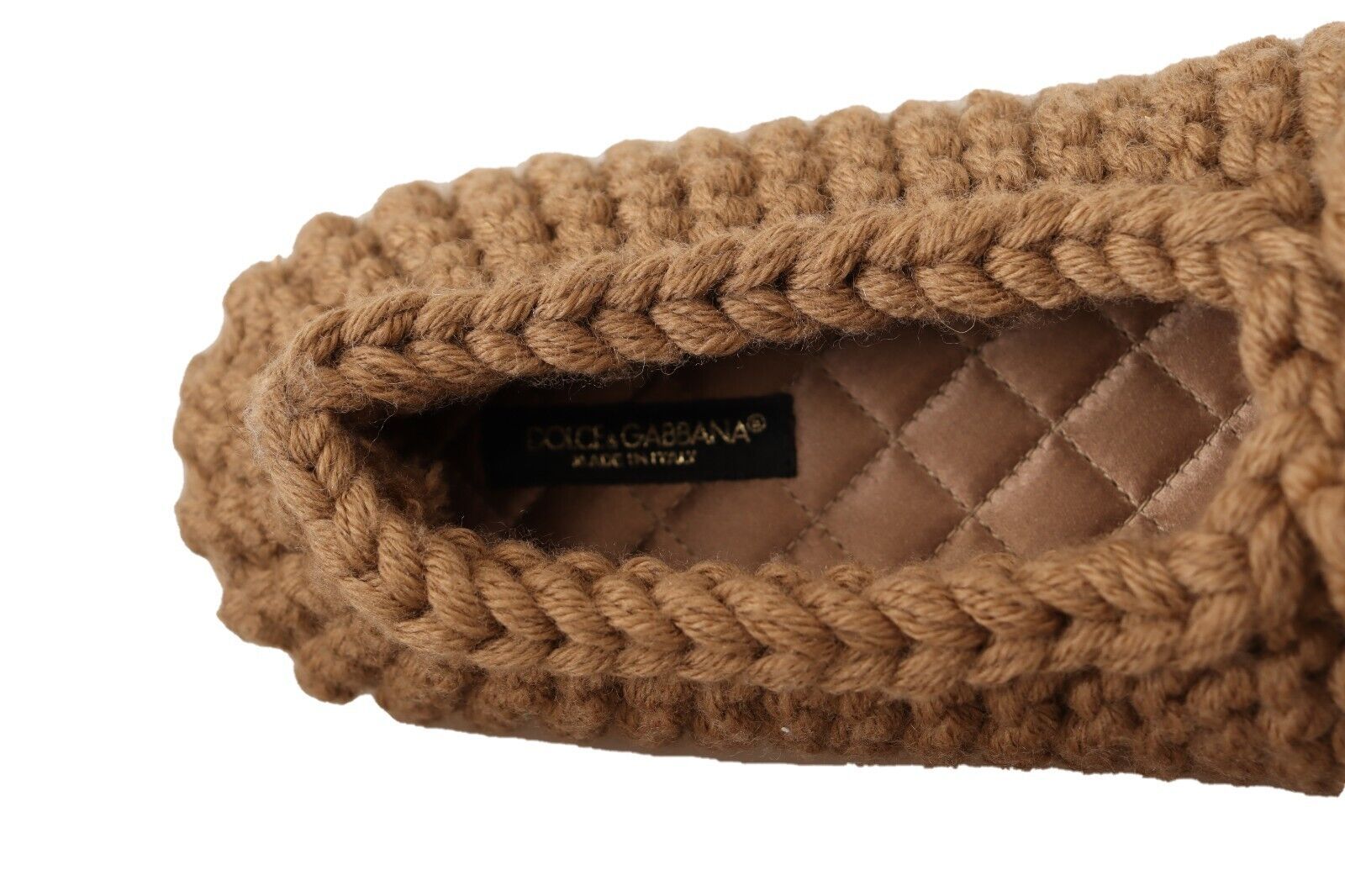 Dolce & Gabbana Brown Slip-On Ballerina Flats Wool Knit Shoes-7