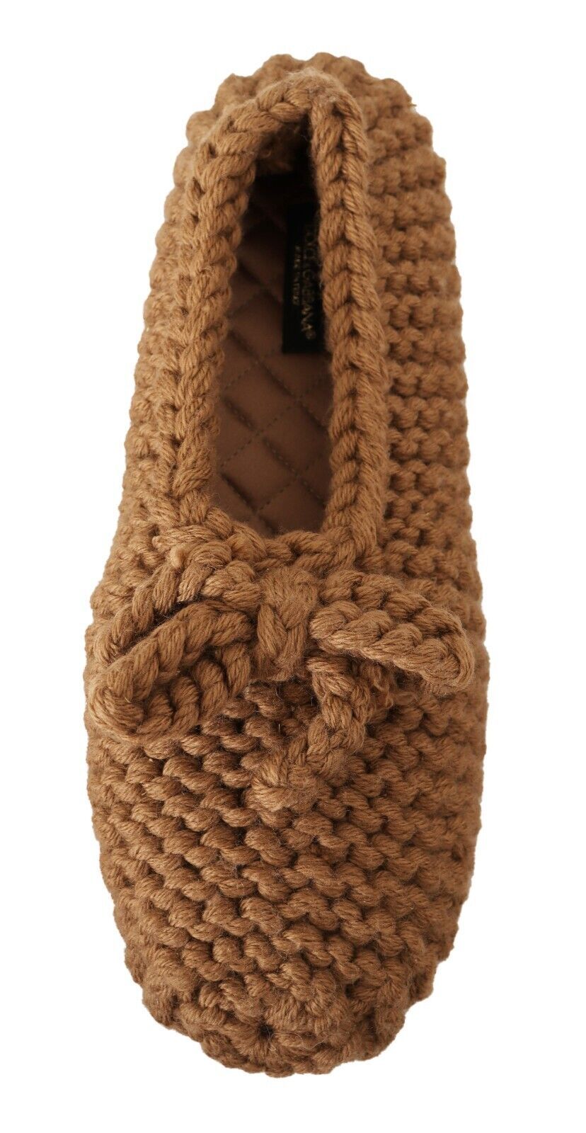 Dolce & Gabbana Brown Slip-On Ballerina Flats Wool Knit Shoes-8