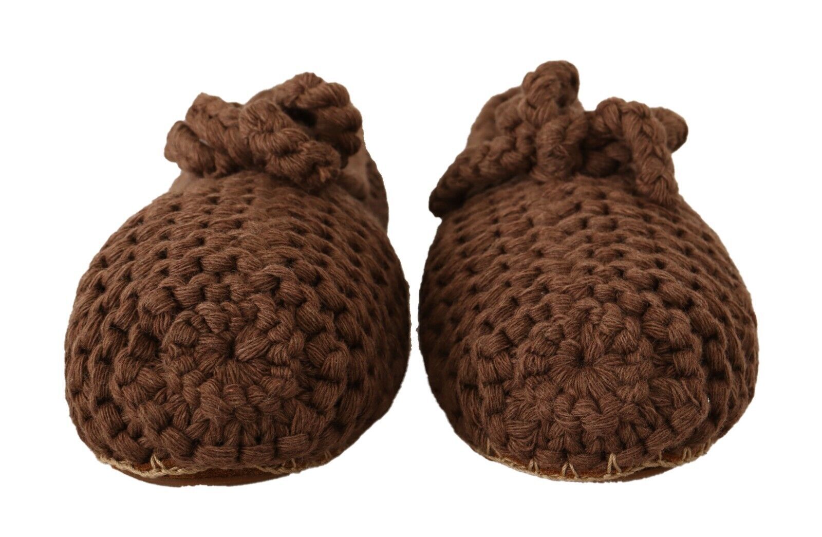 Dolce & Gabbana Brown Slip-On Ballerina Flats Wool Knit Shoes-2