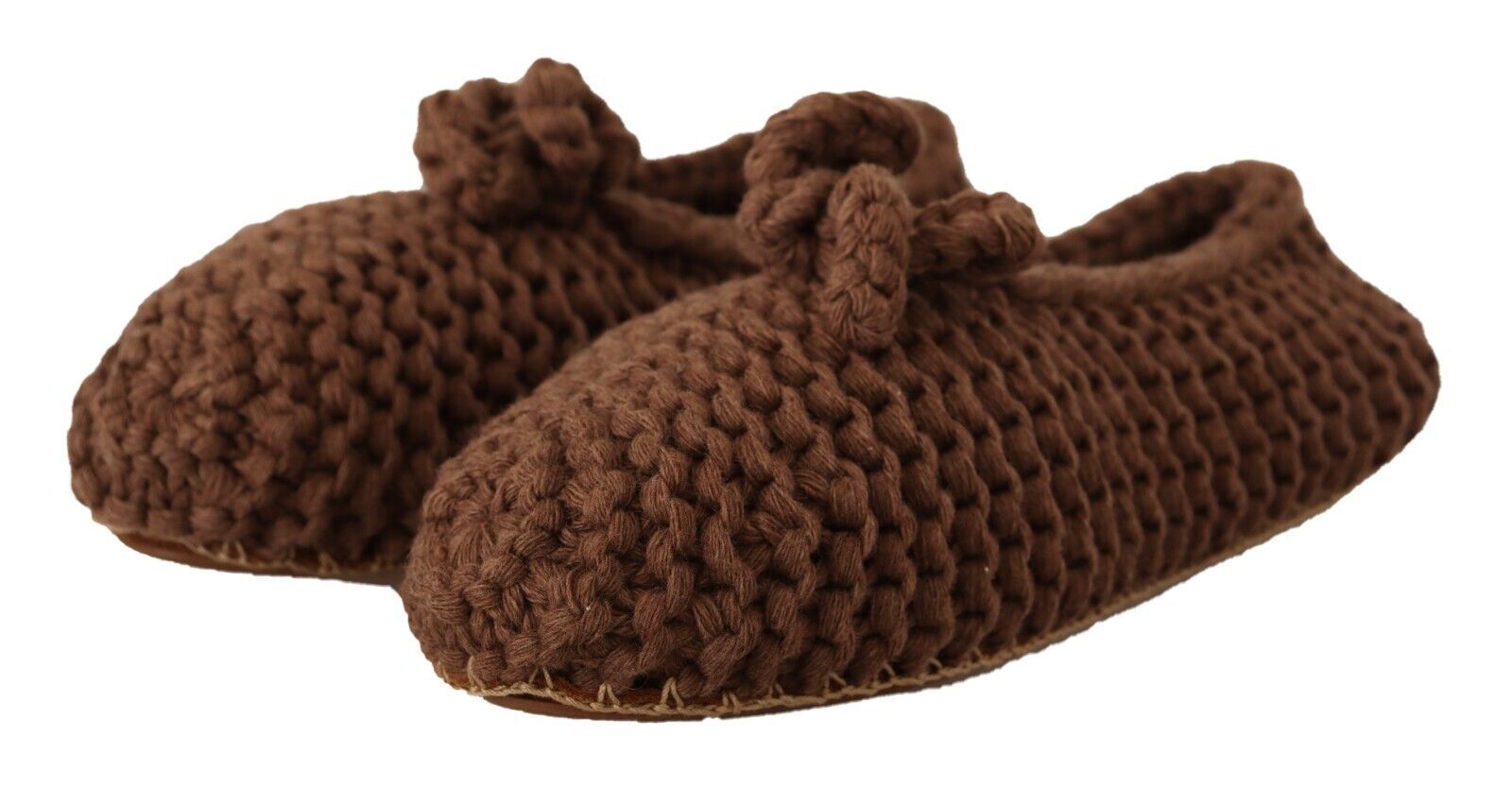 Dolce & Gabbana Brown Slip-On Ballerina Flats Wool Knit Shoes-3